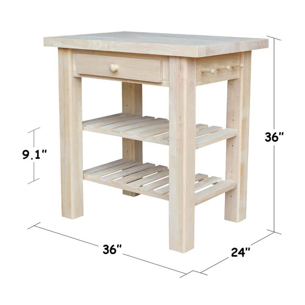 International Concepts Unfinished Butcher Block Kitchen Island