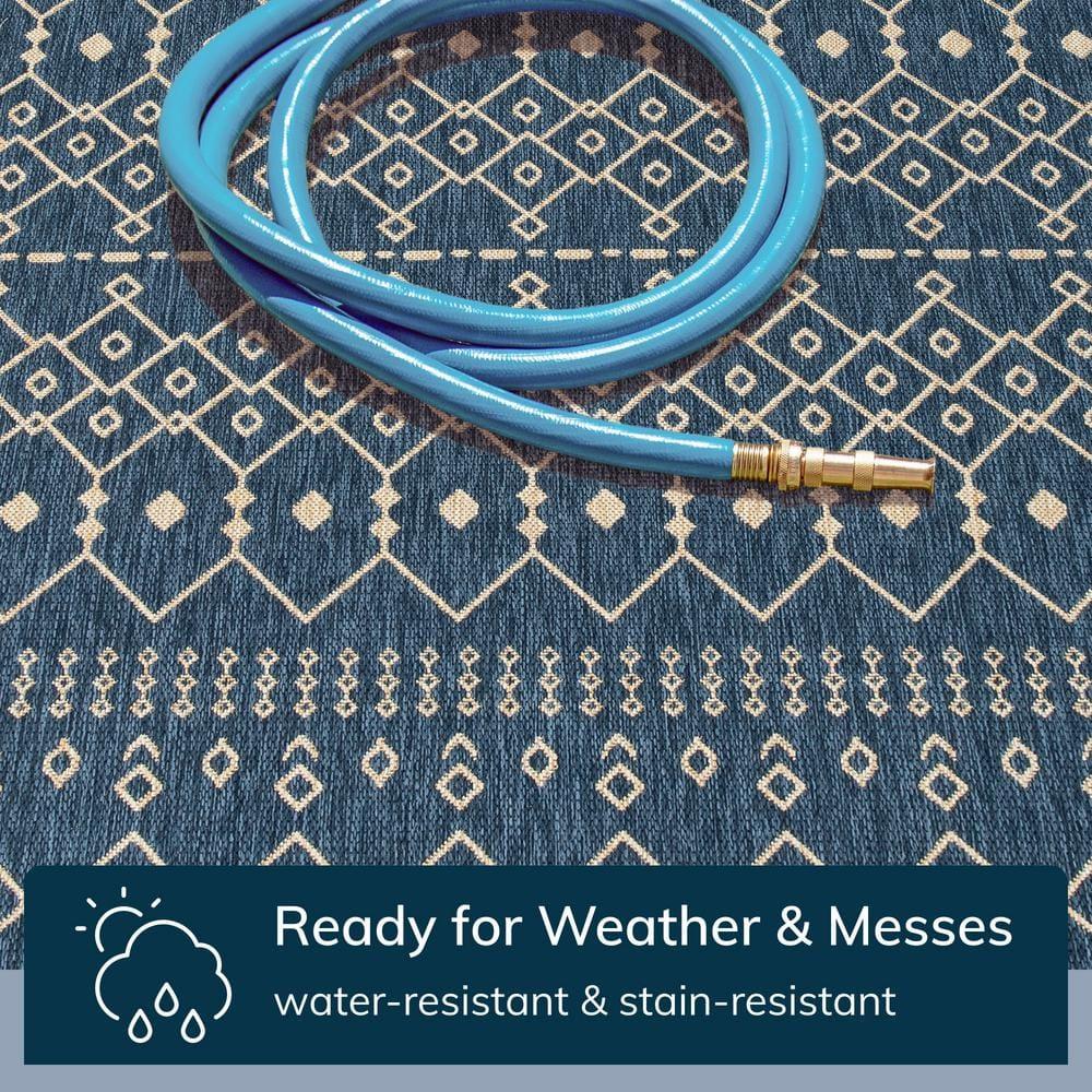 Marshanna Nord Trellis Blue Indoor/Outdoor Flat-Weave Area Rug
