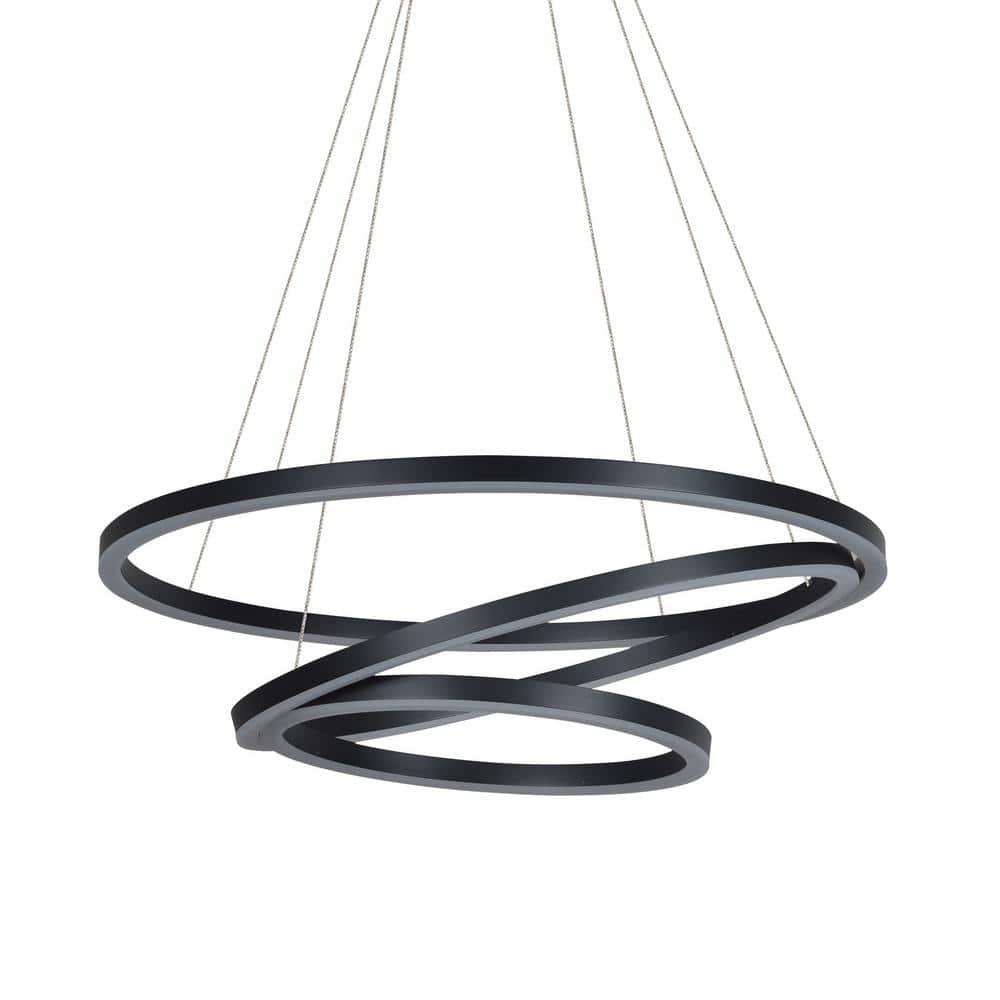 VONN Lighting Tania Trio 32-in Integrated LED Ring Pendant Height Adjustable ETL Certified Circular Chandelier