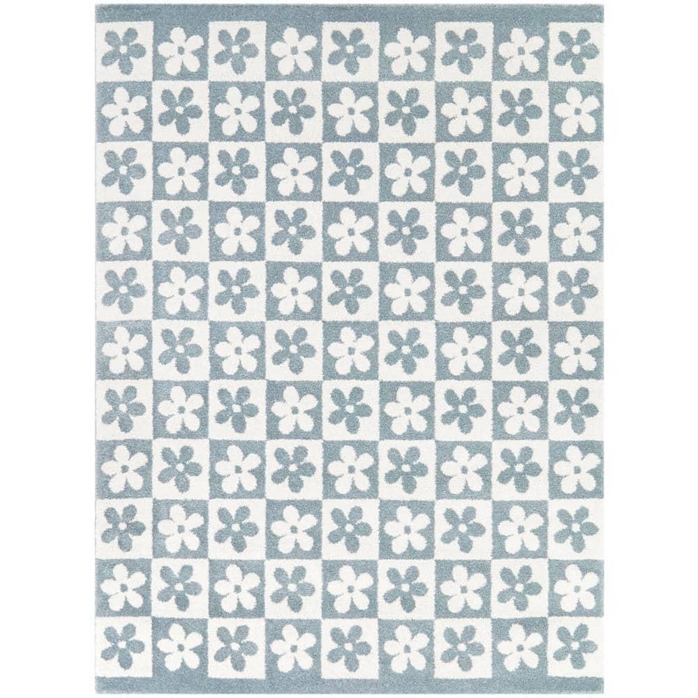 Balta Rugs 7'10"x10' Kids' Ambrose Modern Floral Light Blue: Indoor Area Rug, Fade & Stain-Resistant, OEKO-TEX Certified