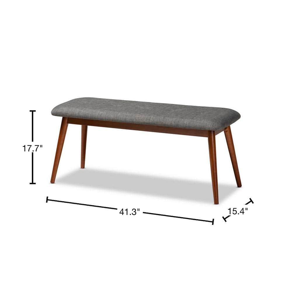 Flora Bench Gray - Baxton Studio: Upholstered Rectangle Ottoman, Rubberwood Frame, Seats 2