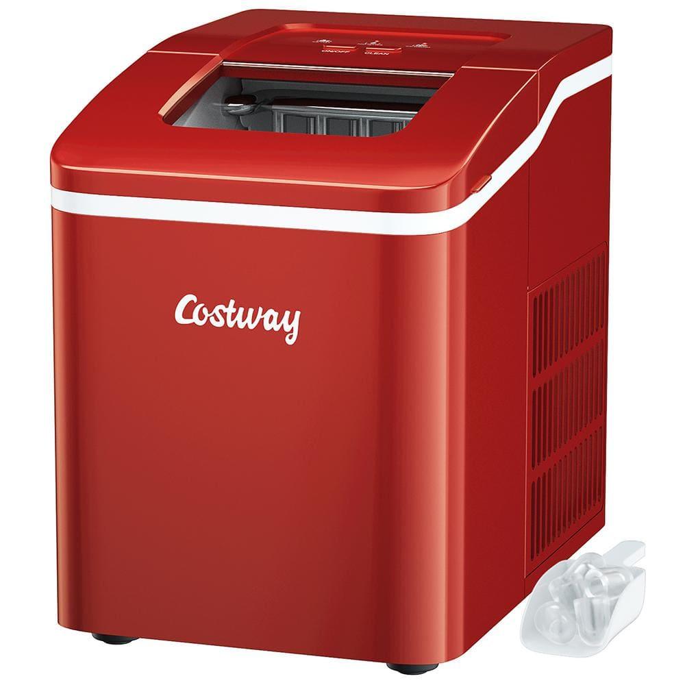 Costway Portable Ice Maker Machine Countertop 26Lbs/24H Self-cleaning w/ Scoop Red