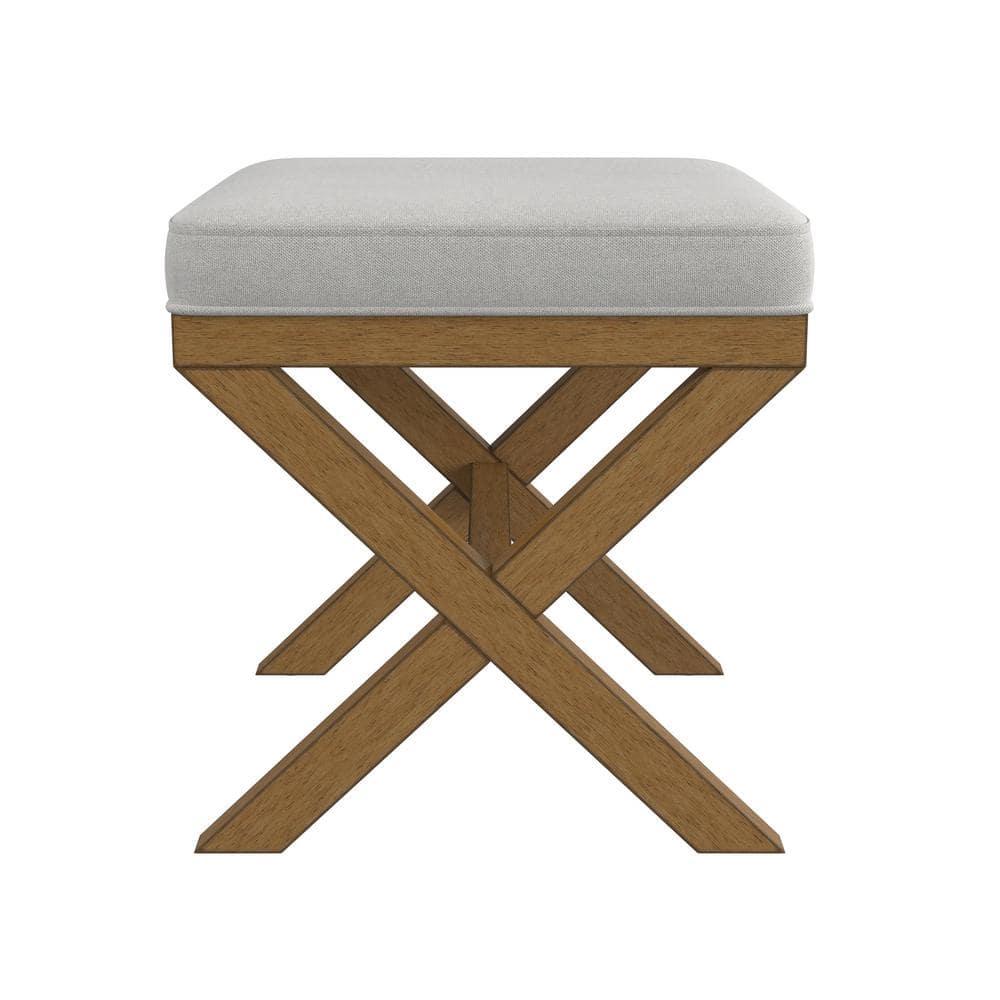 Hillsdale Furniture 18.5" Somerset Backless Wood Vanity Stool Fog: Padded Ottoman Bench, Polyester Upholstery