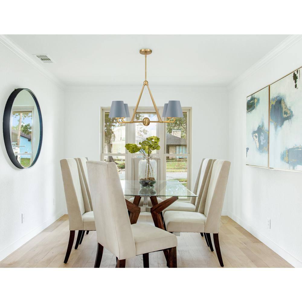 Vibrant Gold and Blue 4-Light Metal Chandelier