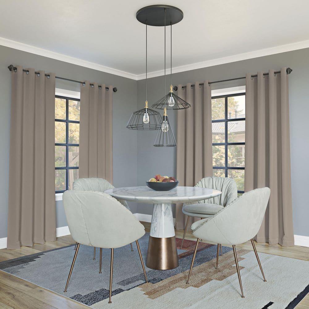 52"x54" Sun Zero 100% Blackout Oslo Theater Grade Grommet Curtain Panel Stone: Solid Beige Indoor Polyester