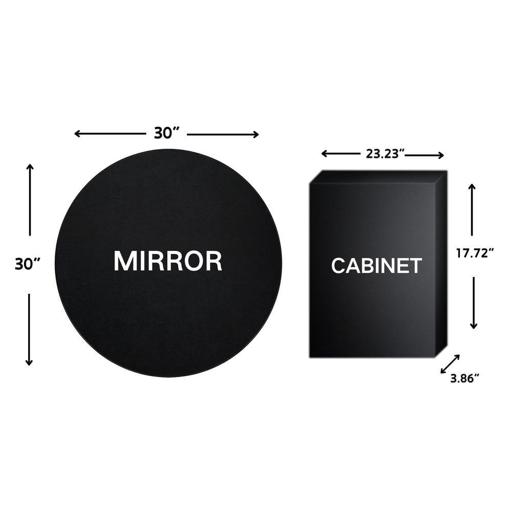 TEHOME  Myriel 30 in. W x 30 in. Surface Mount Round Circle Bathroom Metal Framed Medicine Cabinet with Mirror in Matt Black