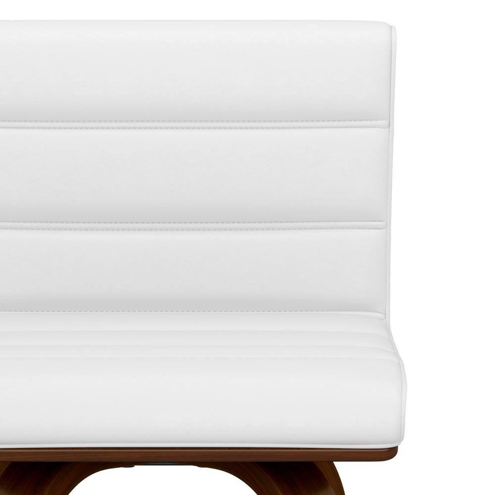 Simpli Home Roland Swivel Upholstered Mid-Century Modern Stool with Padded Seat and Back