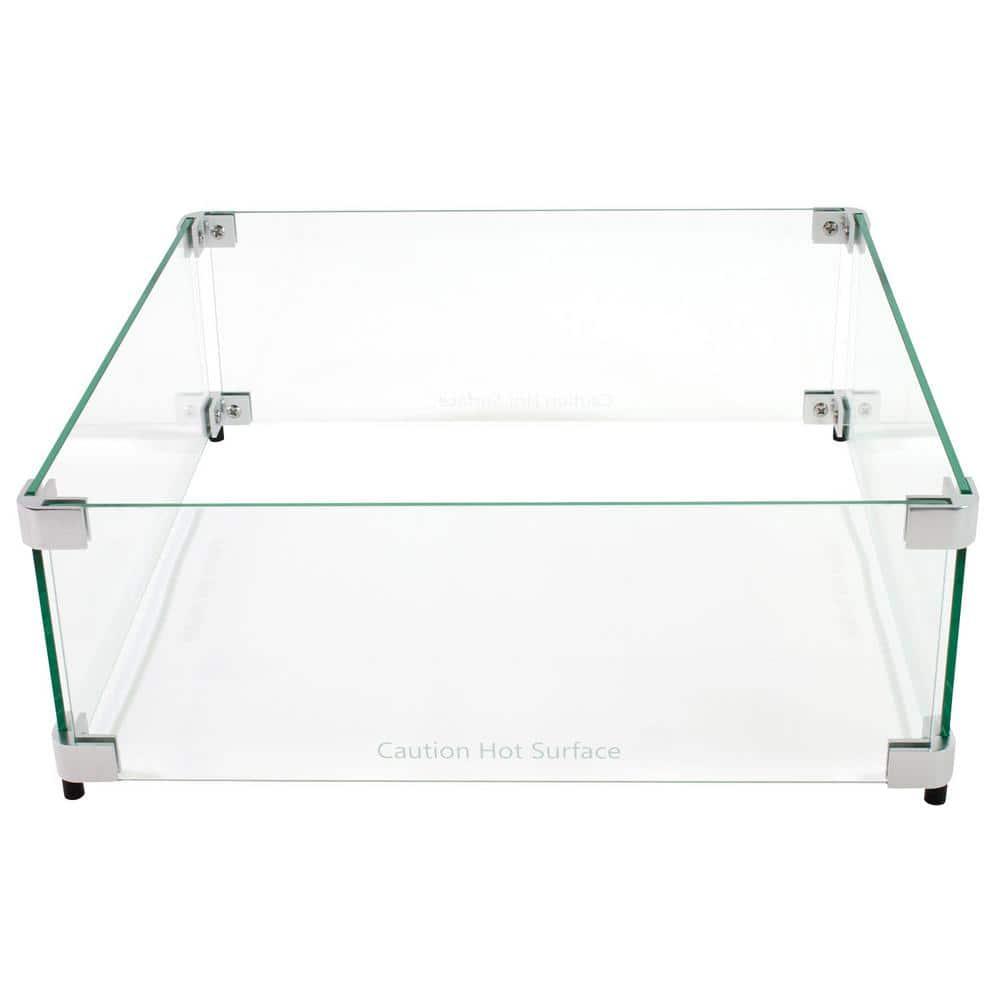 Celestial Fire Glass Square Fire Pit Wind Guard