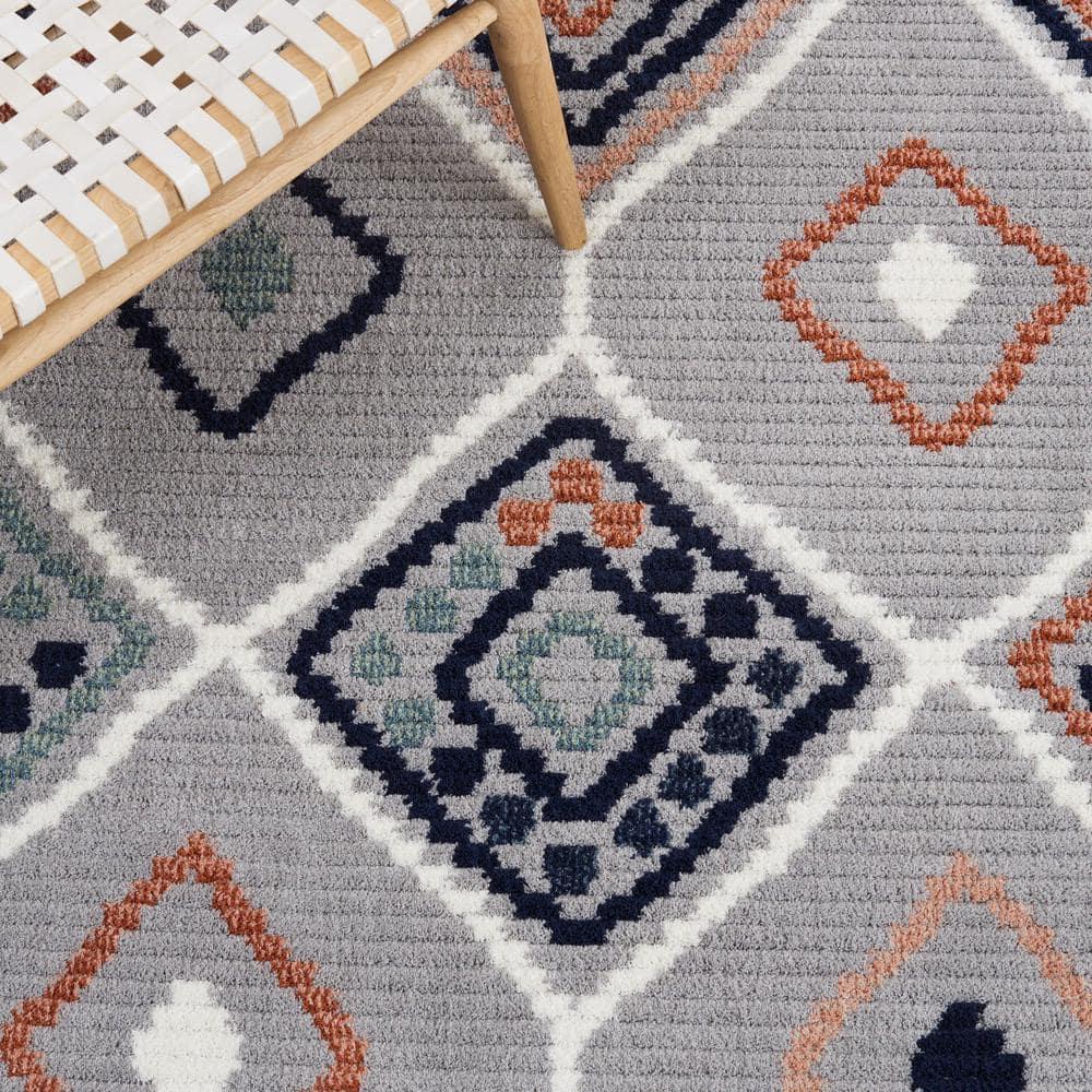 Marrakesh MRK608 Power Loomed Area Rug - Gray/Blue Rust - 5'3"x7'6" - Safavieh.