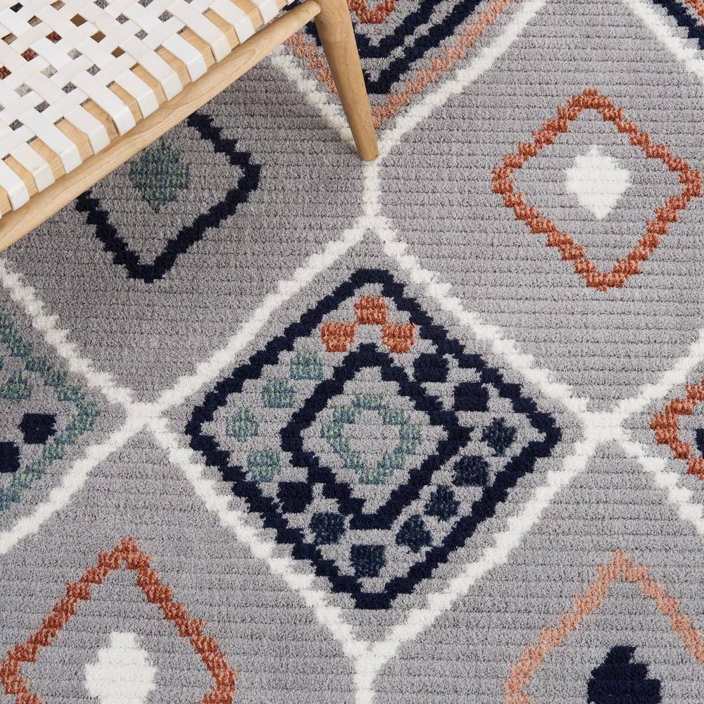 Marrakesh MRK608 Power Loomed Area Rug - Gray/Blue Rust - 8'x10' - Safavieh.