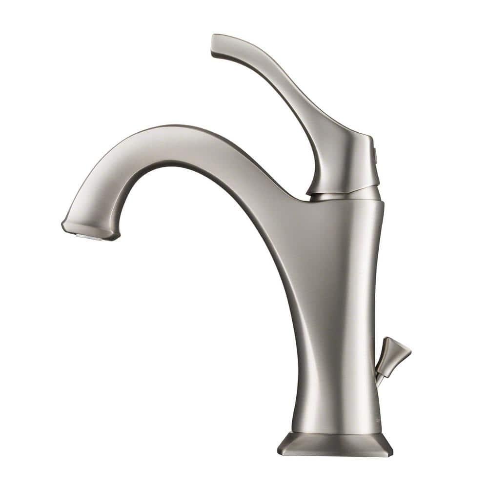 Kraus Arlo Single Hole 1-Handle WaterSense Bathroom Sink Faucet with Drain and Deck Plate