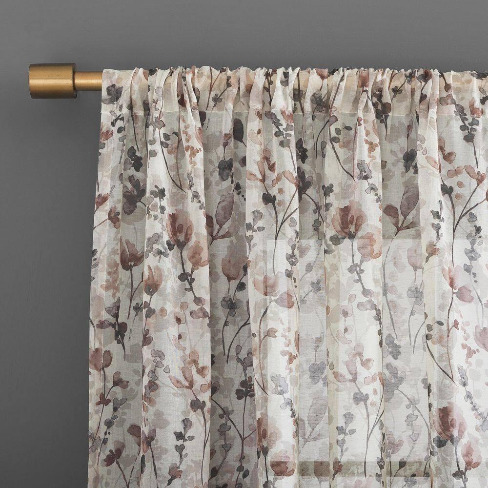 Scott Living Jessa Linen Blend Floral Semi-Sheer Rod Pocket Single Curtain Panel & Reviews | Wayfair