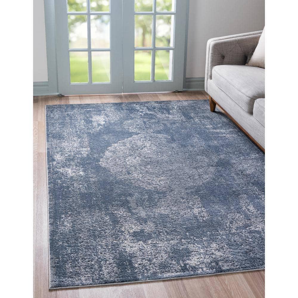 Unique Loom Portland Collection Area Rug - Woodburn (6' 1" x 9' Rectangle Blue/Ivory)