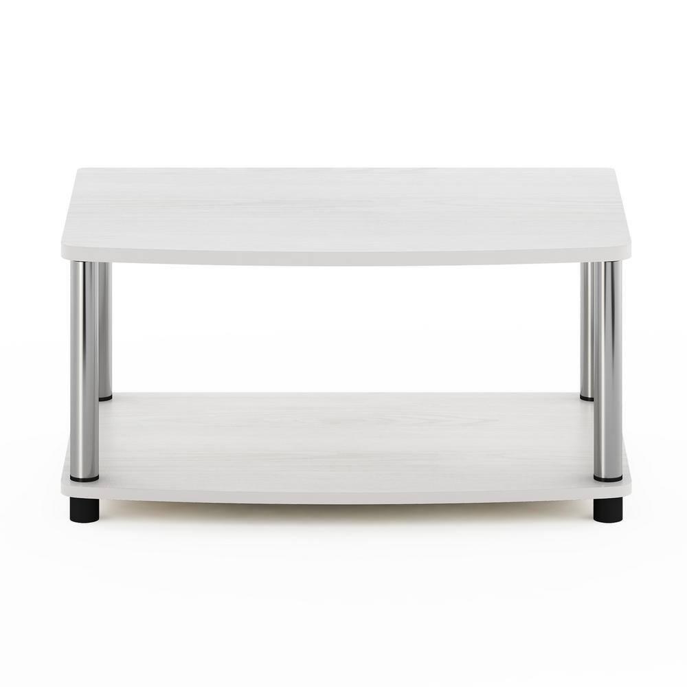 Furinno Industrial No Tools Elevated TV Stands with 2-tier Open Storage Shelves TV Console for TVs up to 25 inch White Oak