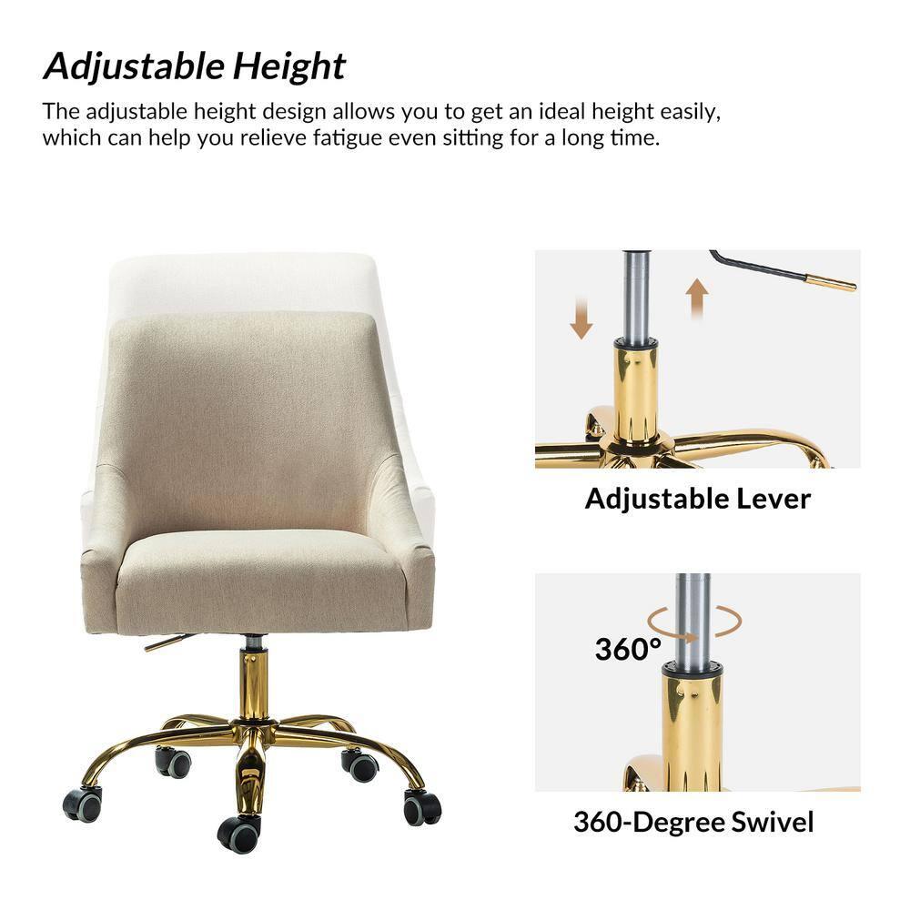 HULALA HOME Carina Modern Upholstery Task Chair with Golden Base by  Tan