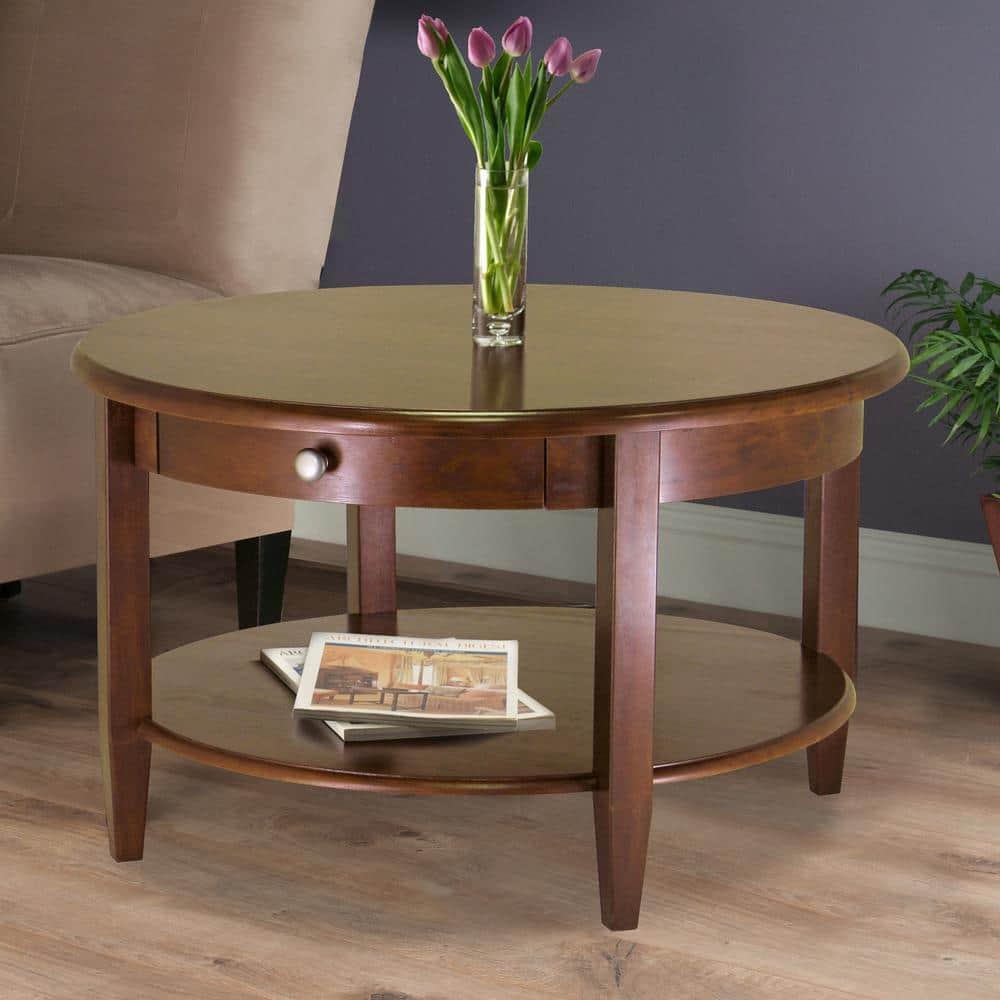 Winsome Wood Concord Round Coffee Table, Walnut Finish