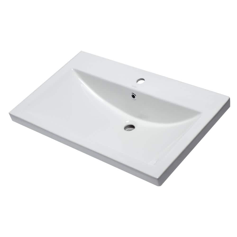 31.5'' L Drop-In Single Bowl Ceramic Kitchen Sink