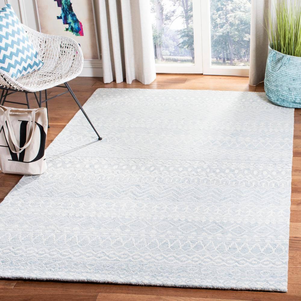 Micro-Loop MLP502 Hand Tufted Indoor Area Rug - Aqua/Ivory - 4'x6' - Safavieh