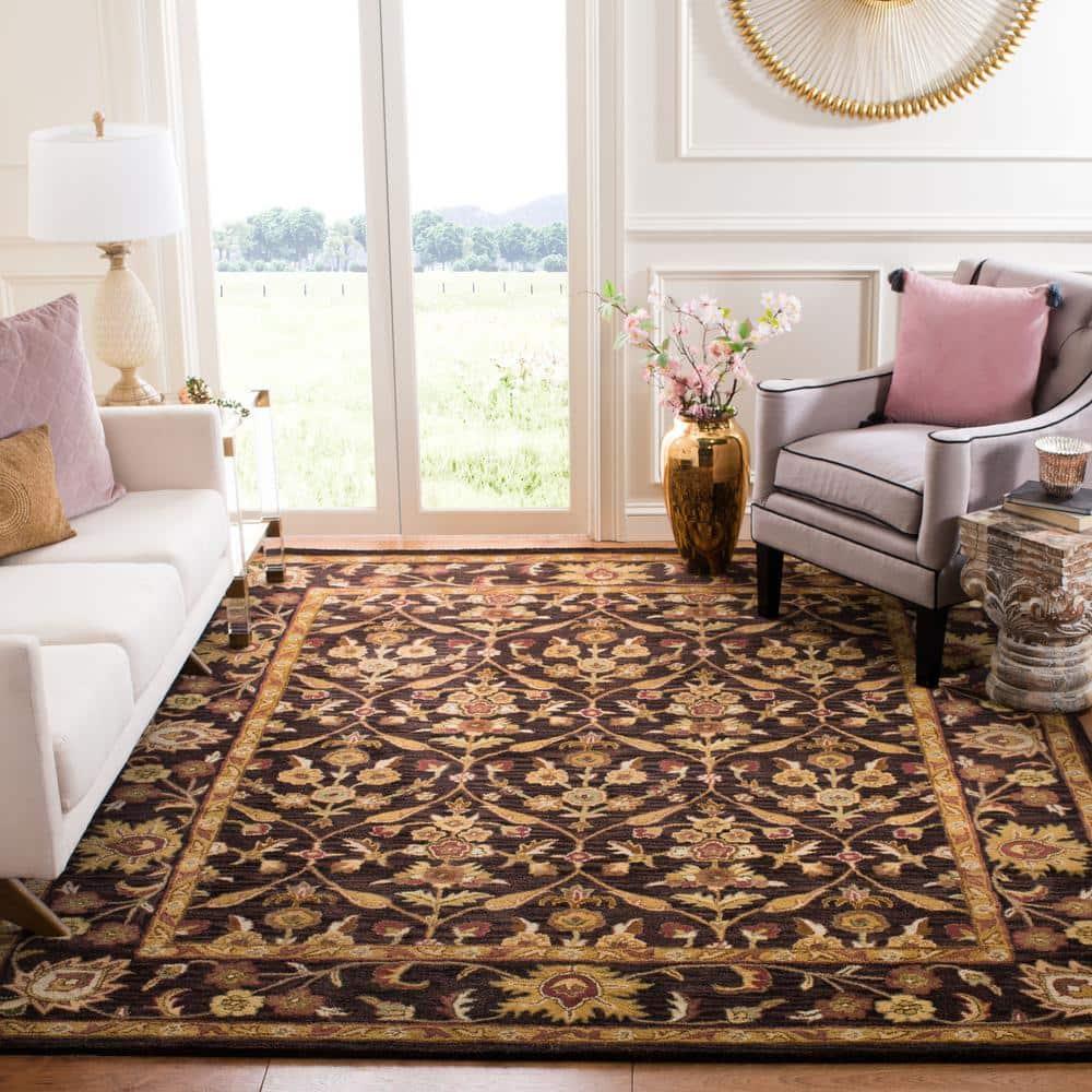 Antiquity AT51 Hand Tufted Indoor Area Rug - Dark Plum/Gold - 8'3"x11' - Safavieh