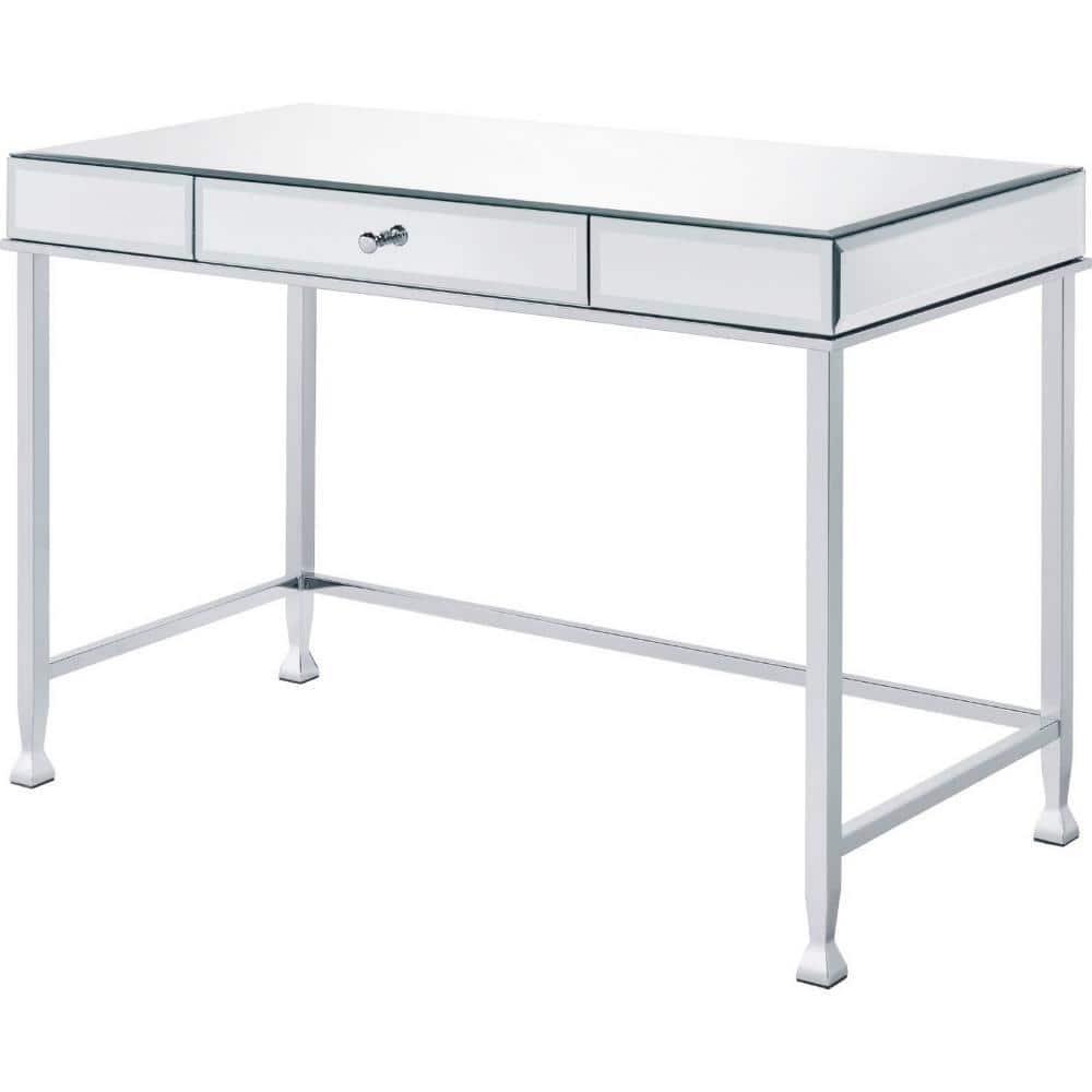 Sleek White Rectangular Work Desk with Adjustable Hutch and Storage Drawer