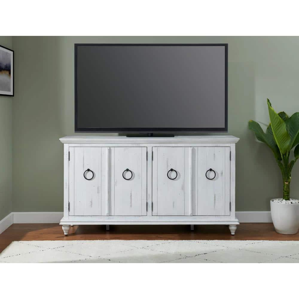 Martin Svensson Home Garden District Rustic White Solid Wood 65" TV Stand