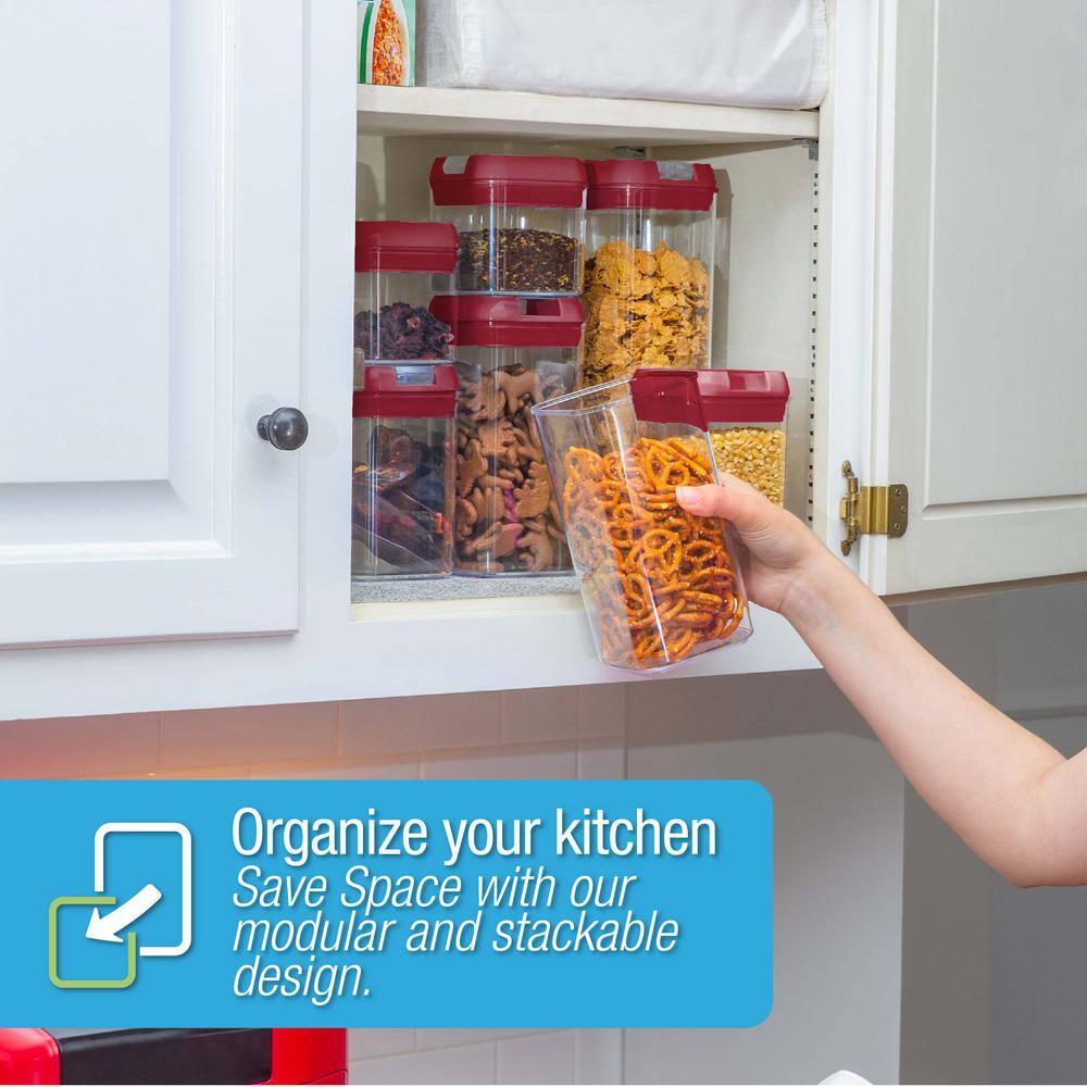 Cheer Collection Airtight Food Storage Containers, Set of 7 (Red)