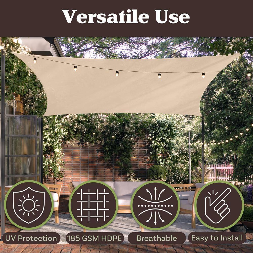 Pure Garden Sun Shade Canopy - 10x13ft Curved Rectangle Sun Shade Sail with UV Protection - Sun Shades Outdoor Patio or Pool Canopy - Sunshades for Patio, Yard, Deck or Outdoor Activities by Pure Garden