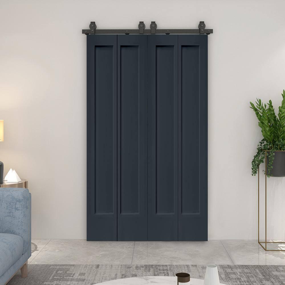 Calhome Paneled MDF Composite Double Bifold Barn Doors with Installation Hardware Kit