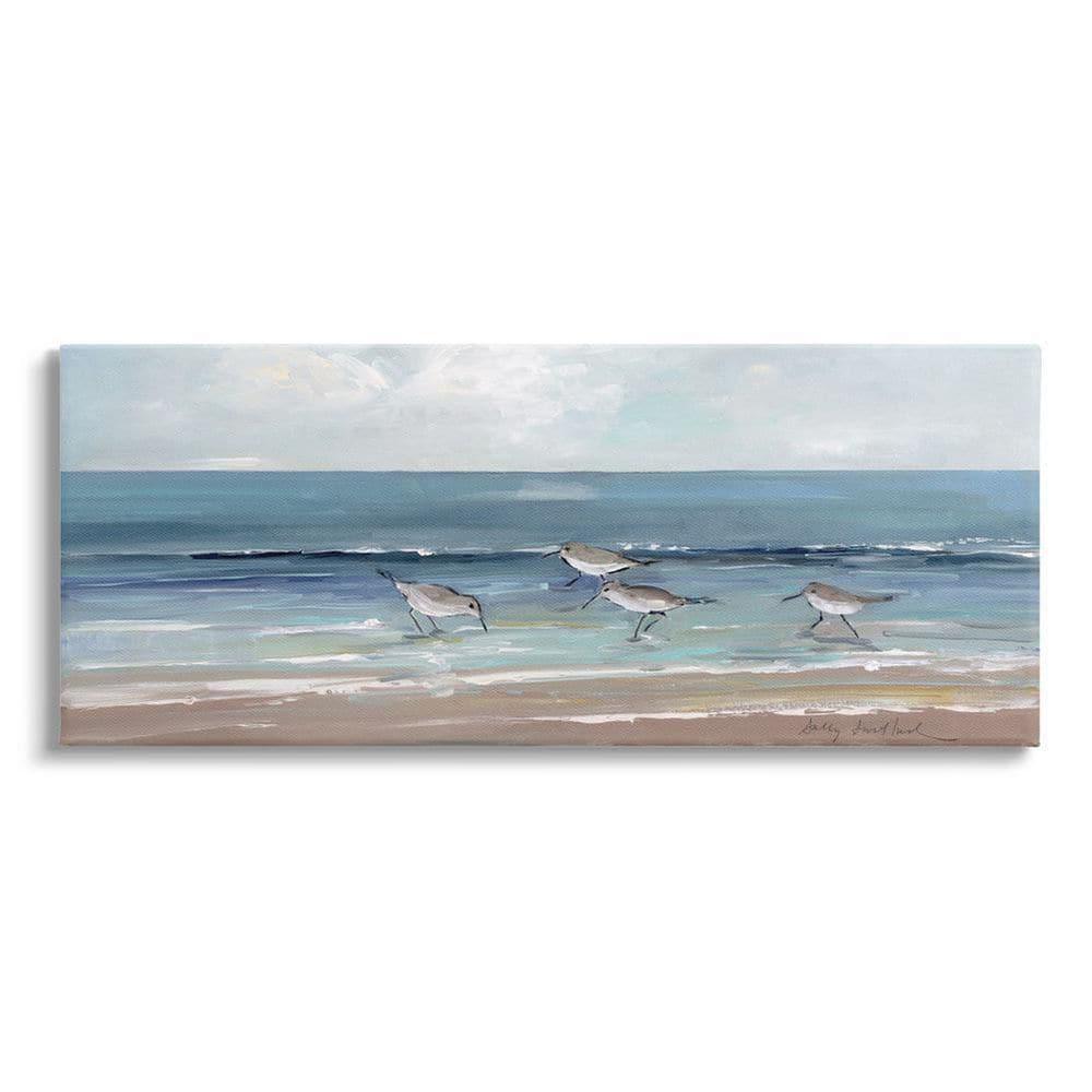 Stupell Industries Sandpipers Birds Cloudy Sky Beach Shore by Sally Swatland - Painting