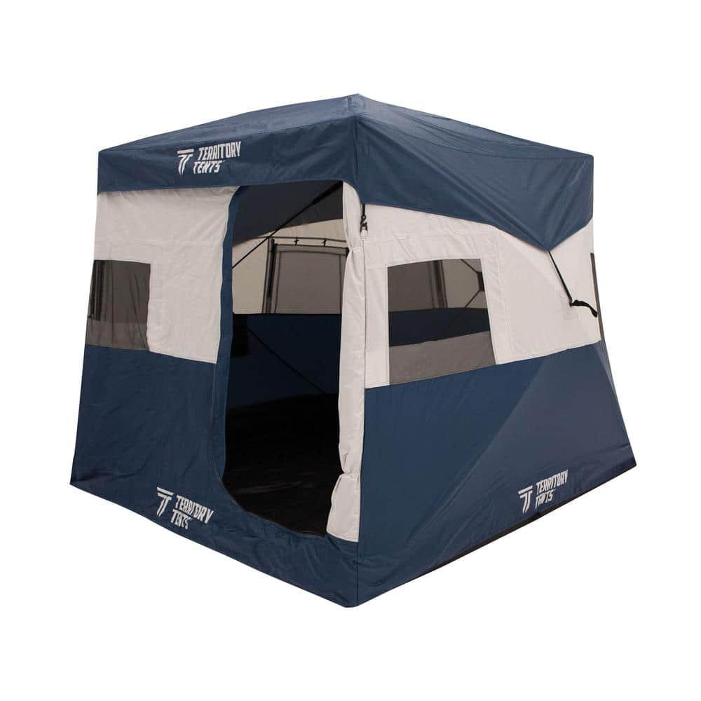 Territory Tents Jet Set 3 Hub Tent, Easy 90 Second Set-Up, Waterproof, UV Resistant, Ample Storage Options, 3-Person, Deep Blue, 78" x 94" x 94", CT301DB