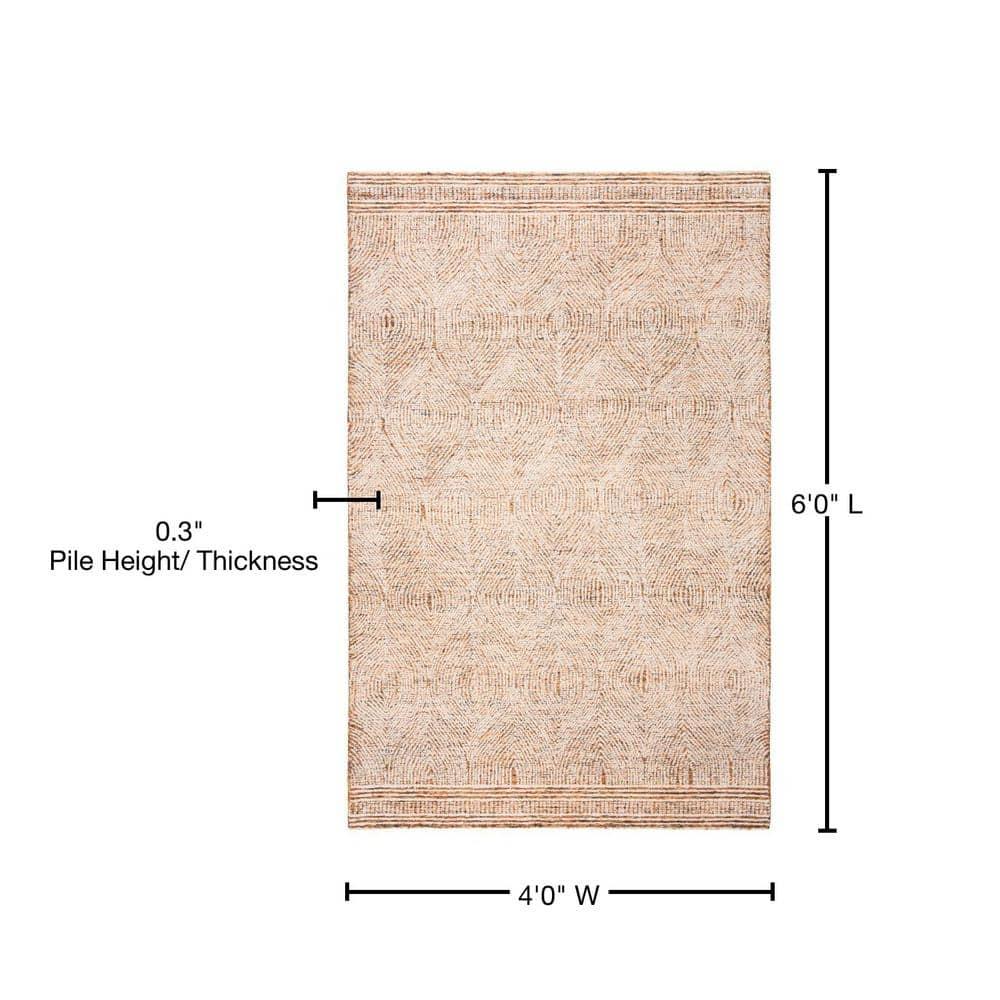 Abstract ABT340 Handmade Indoor Area Rug - Ivory/Rust - 4'x6' - Safavieh