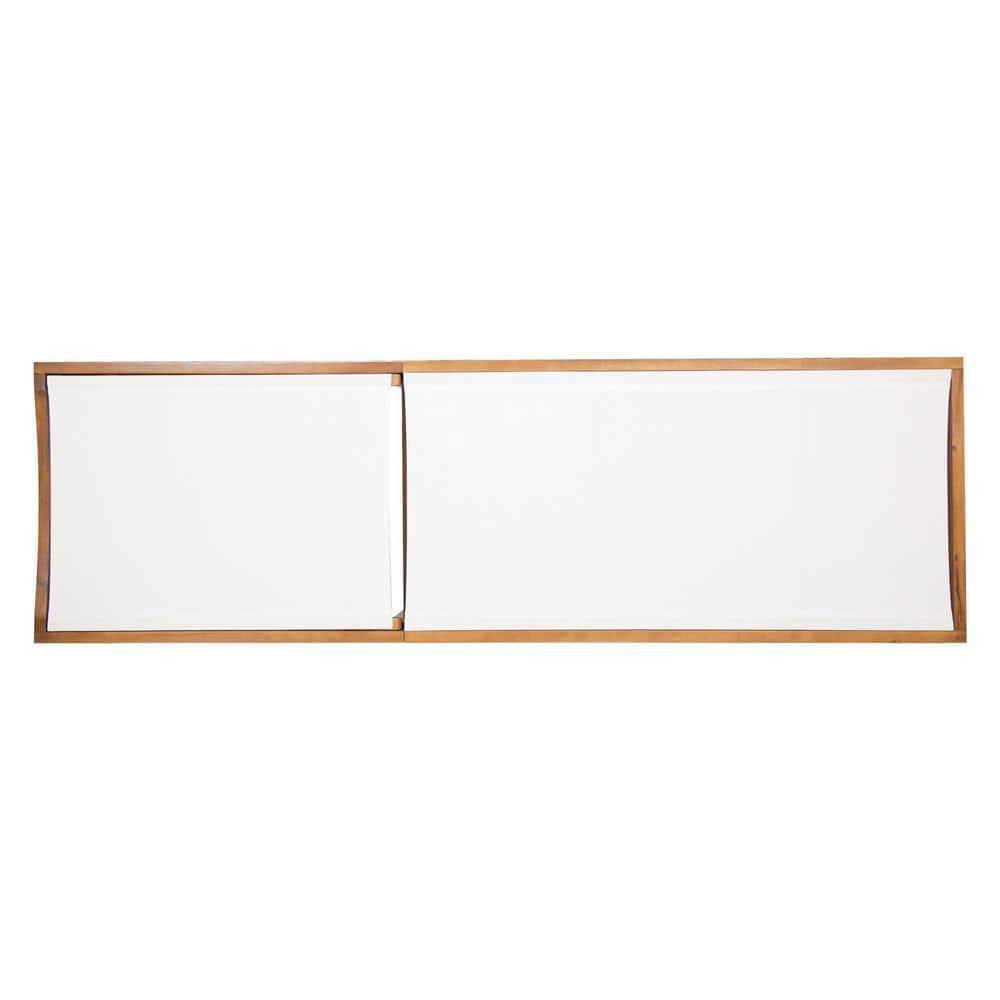 Christopher Knight Home Summerland Outdoor Mesh and Acacia Wood Armless Adjustable Chaise Lounges (Set of 2), White/Teak