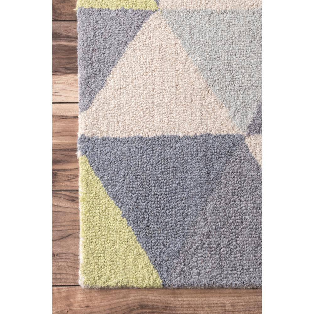 3'x5' Bianca Triangles Area Rug Green - nuLOOM: Wool, Geometric, Contemporary, Handmade, Low Pile, Indoor Use