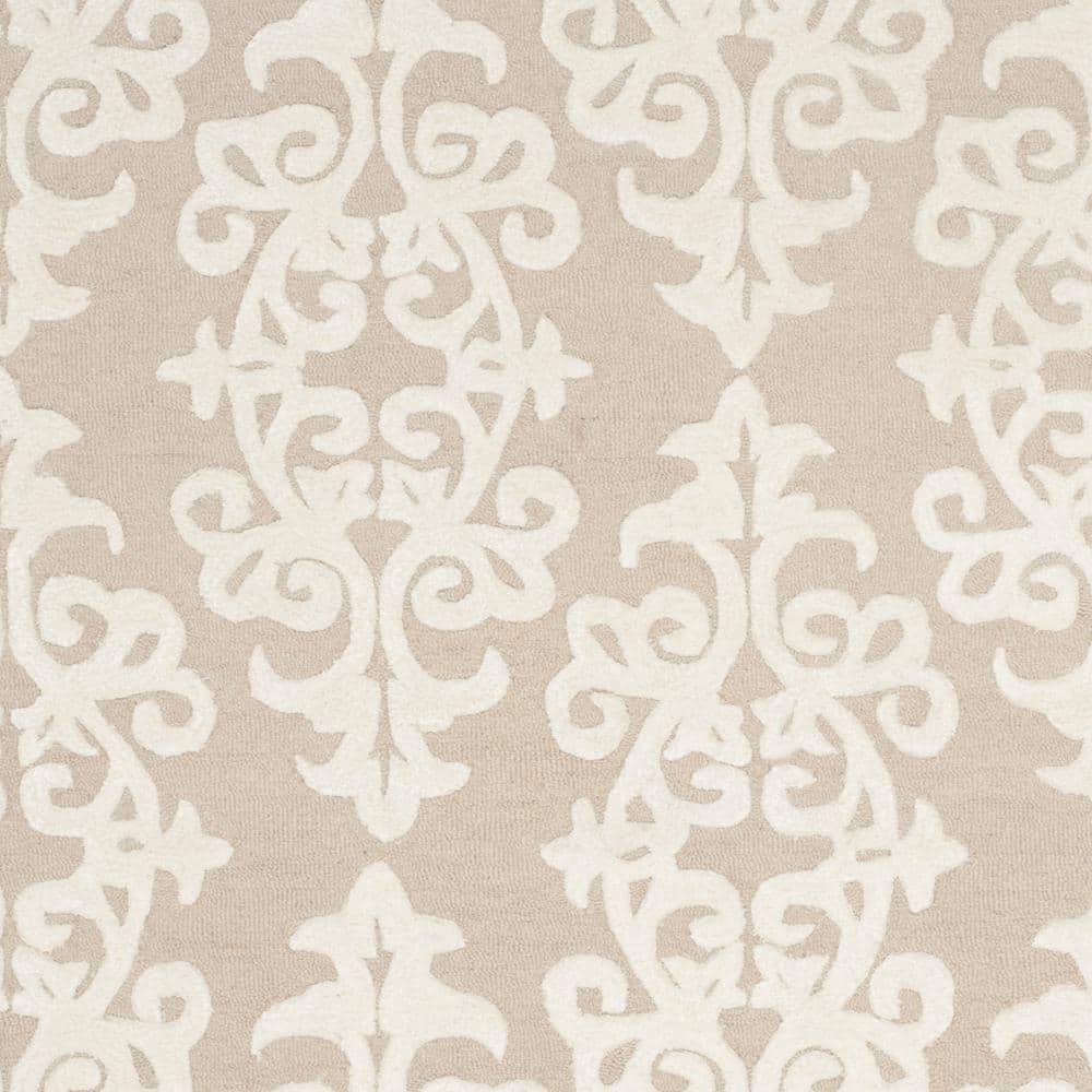 SAFAVIEH Bella Galena Damask Vines Wool Area Rug, Sand/Ivory, 9' x 12'