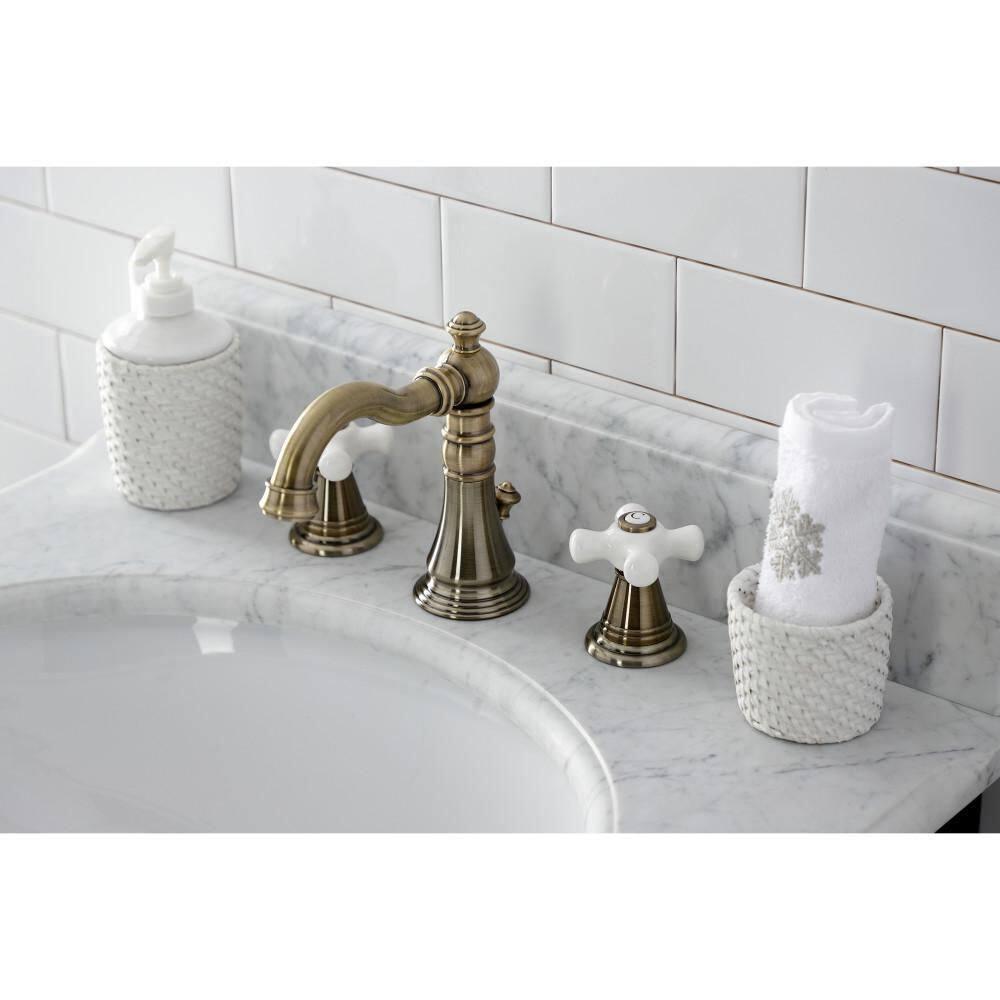 Kingston Brass Kingston Brass American Classic Two-Handle 3-Hole Deck Mount Widespread Bathroom Faucet with Pop-Up Drain FSC19733APX