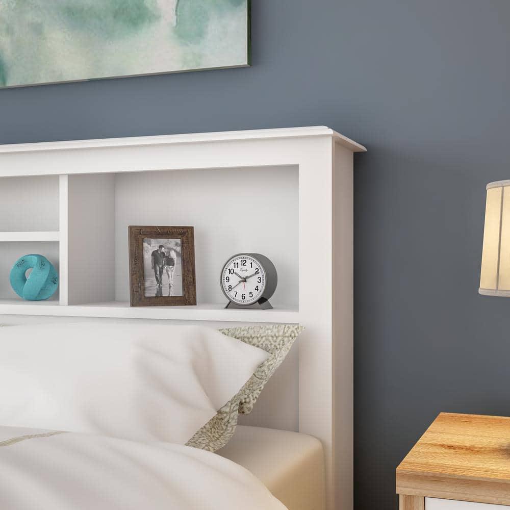 Prepac Monterey Headboard White (Full/Queen): Modern Storage Design, 3 Compartments, Adjustable Shelf