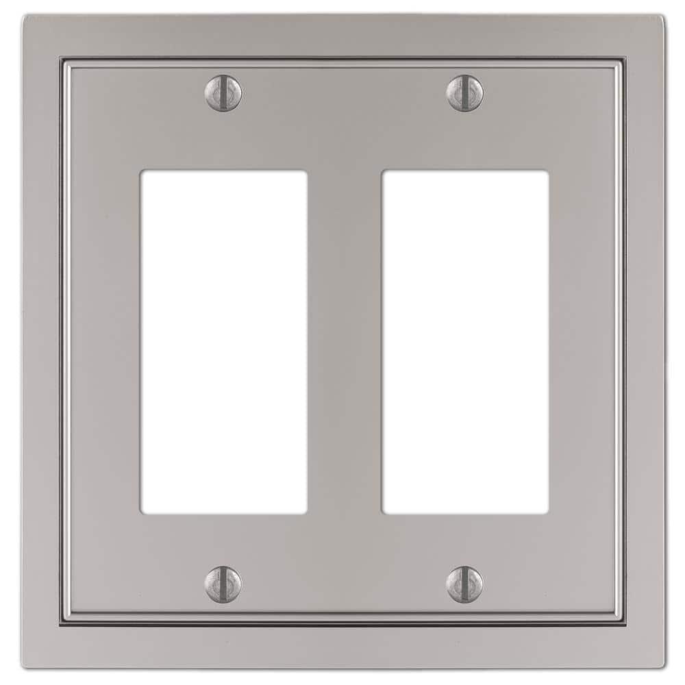 Amerelle 900RRN Shaker Wallplate, 2 Rocker, Cast Metal, Satin Nickel, 1-Pack