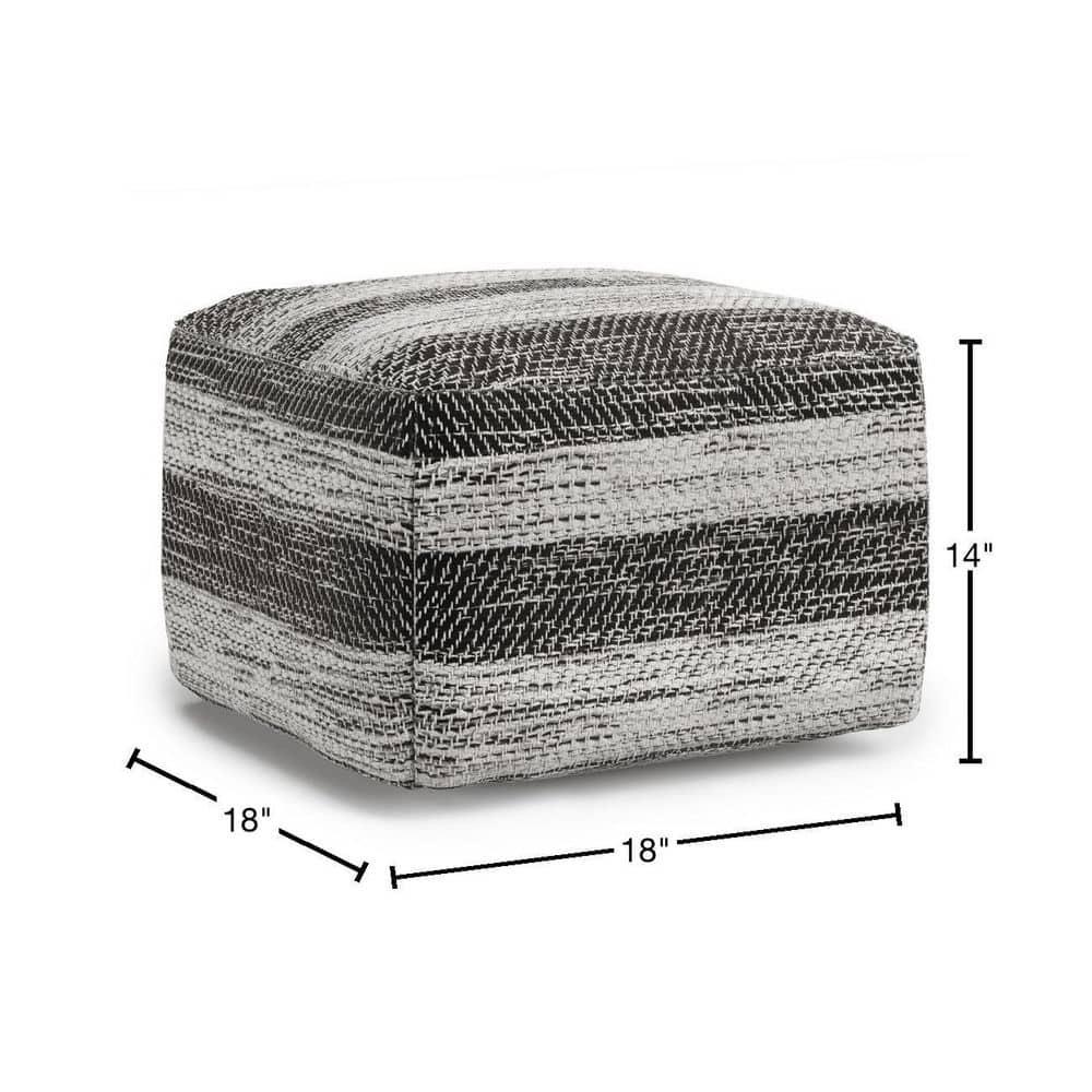 Simpli Home Clay 18"W Upholstered Cotton Square Pouf