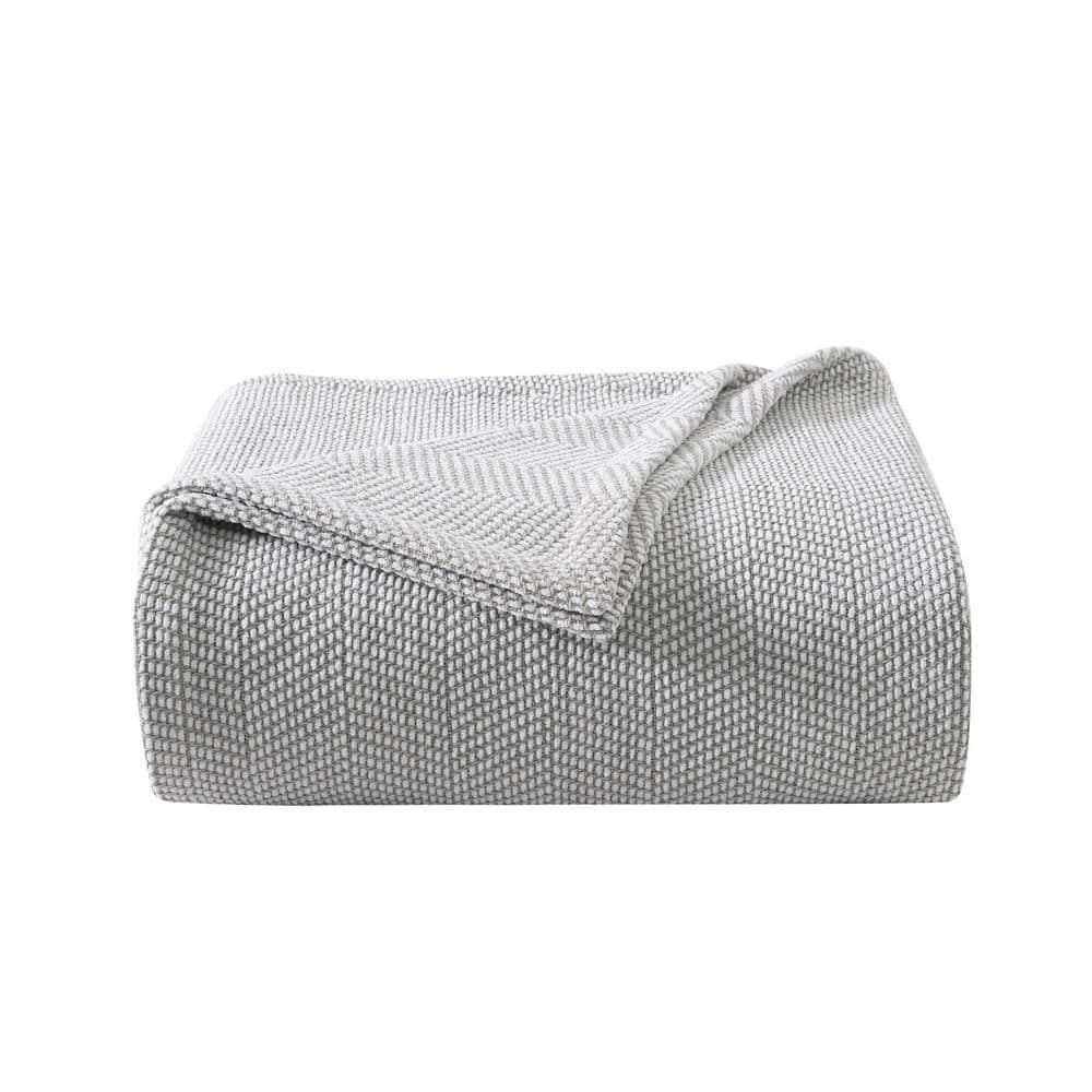 Vera Wang Chenille Pique Cotton Grey Blanket