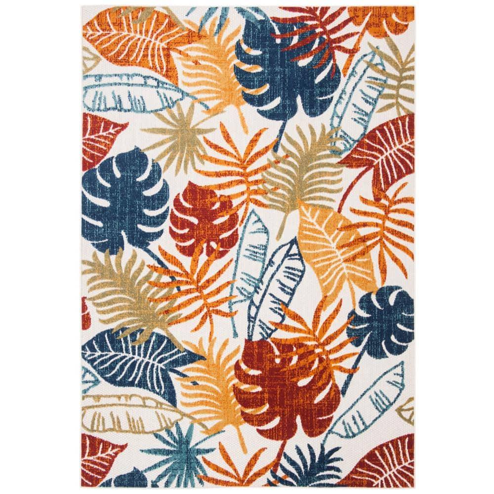Cabana CBN831 Power Loomed Indoor/Outdoor Area Rug - Creme/Red - 4'x6' - Safavieh