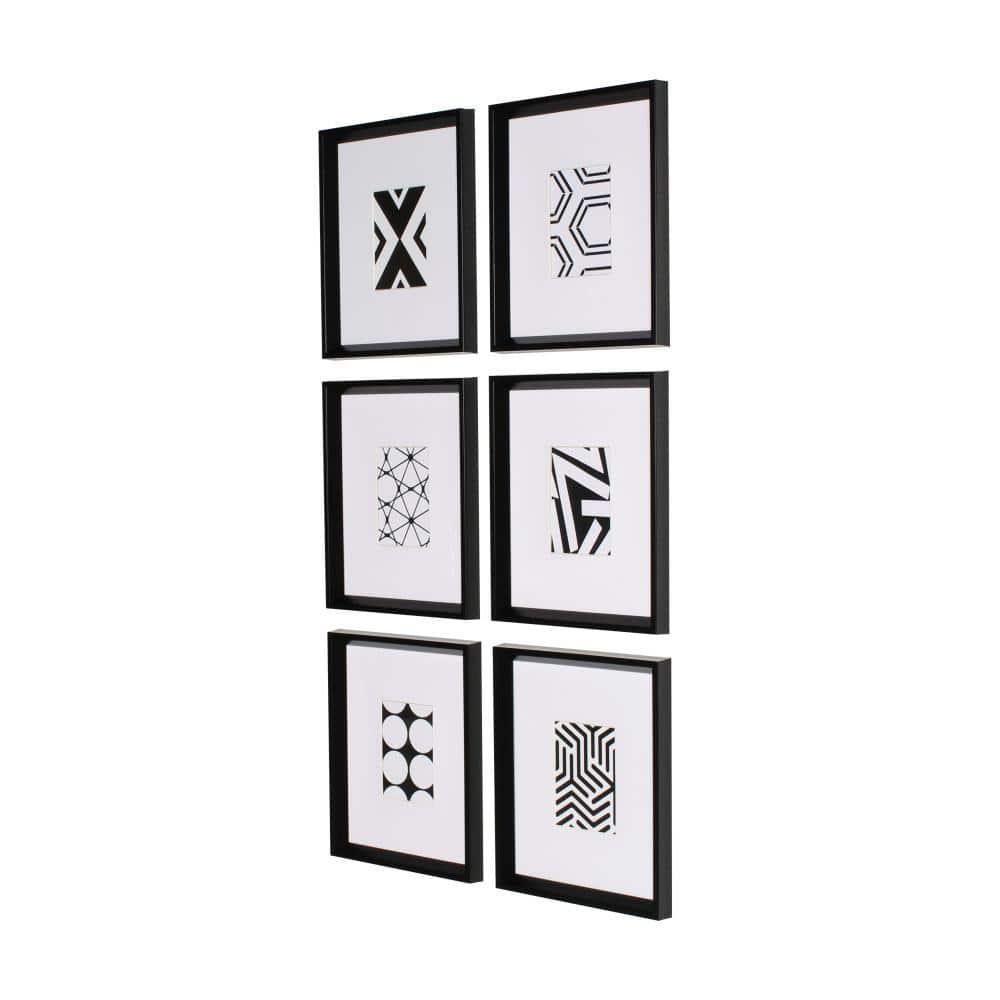 6pc 12" x 15" Calter Framed Print Art Set Black - Kate and Laurel