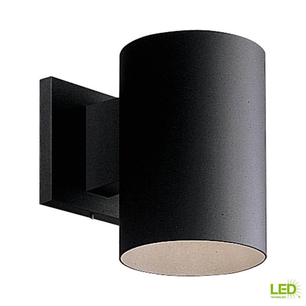 Progress Lighting, Cylinder Collection, 1-Light Wall Light, Black Finish, Aluminum Material, Shade Included
