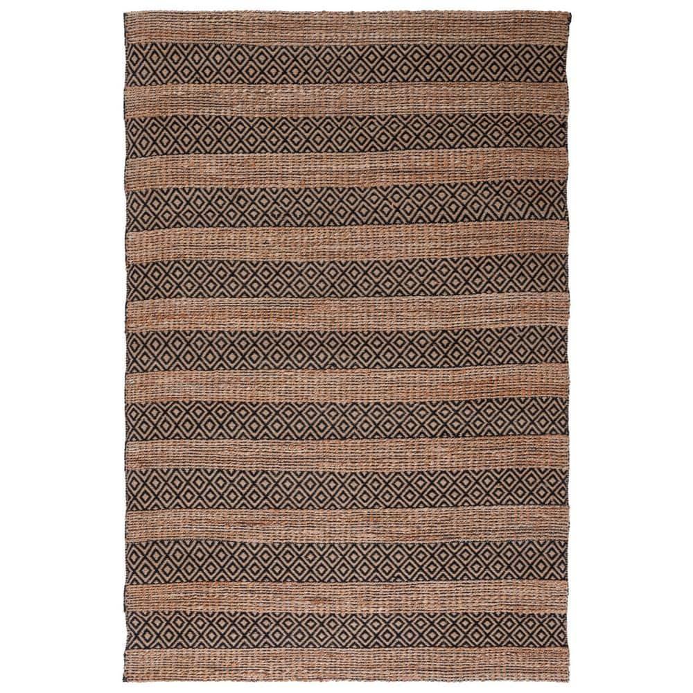Natural Fiber NFB653 Power Loomed Area Rug - Black/Natural - 5'x8' - Safavieh.