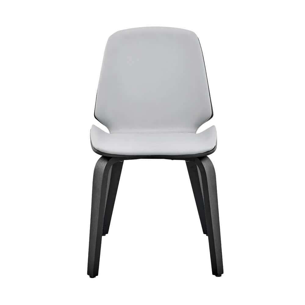 Armen Living Brinley 18" Faux Leather Dining Room Accent Chair in Gray/Black