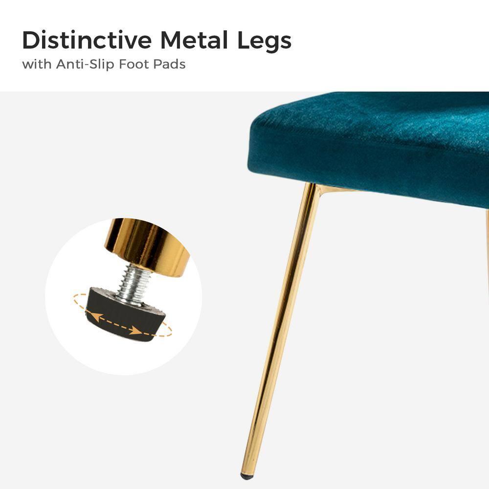 Modern Velvet Accent Chair Upholstered Small Vanity Chair Bedroom Living Room Teal