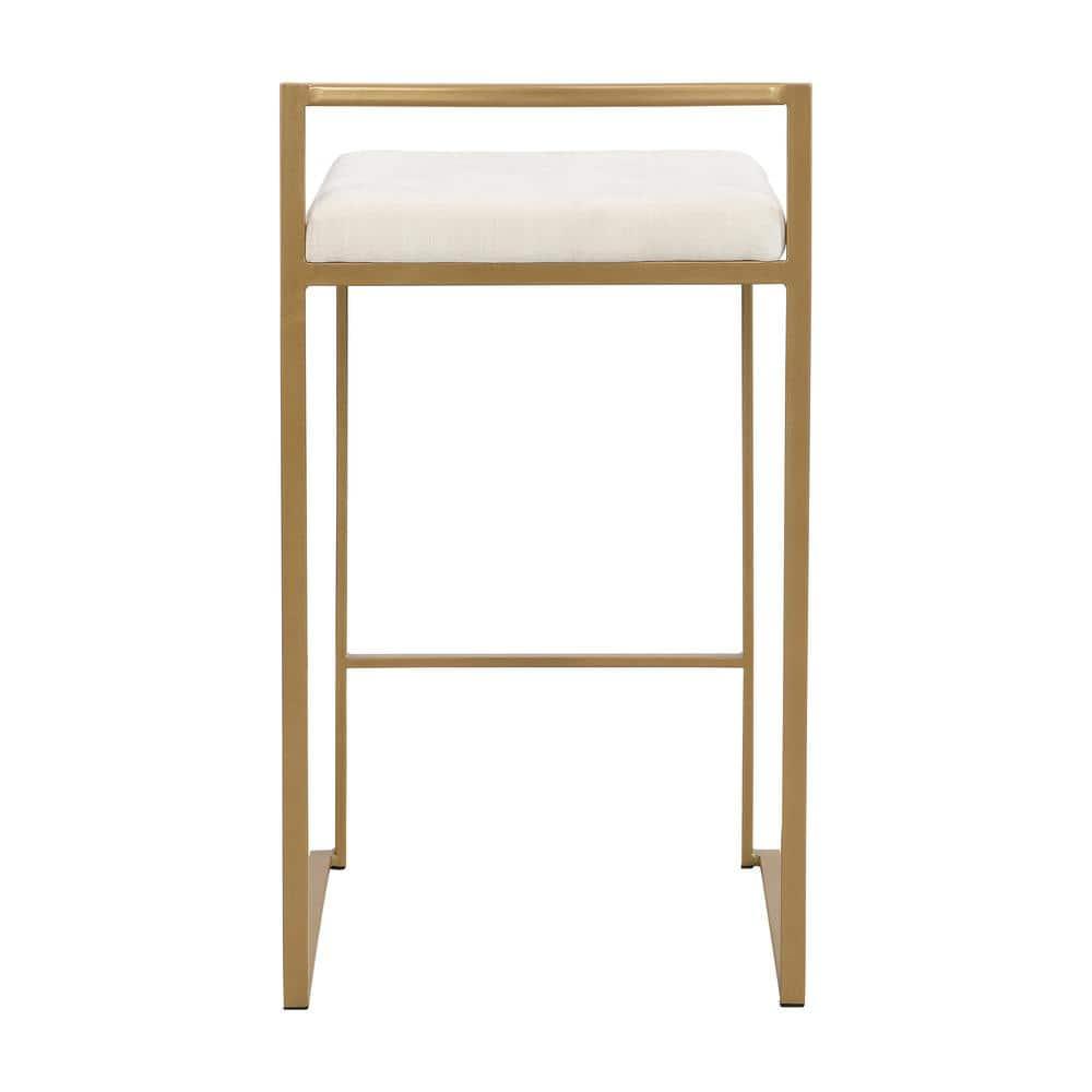 Carolina Living Lucien 25.25" Upholstered Counter Stool - Gold - Cream Upholstery