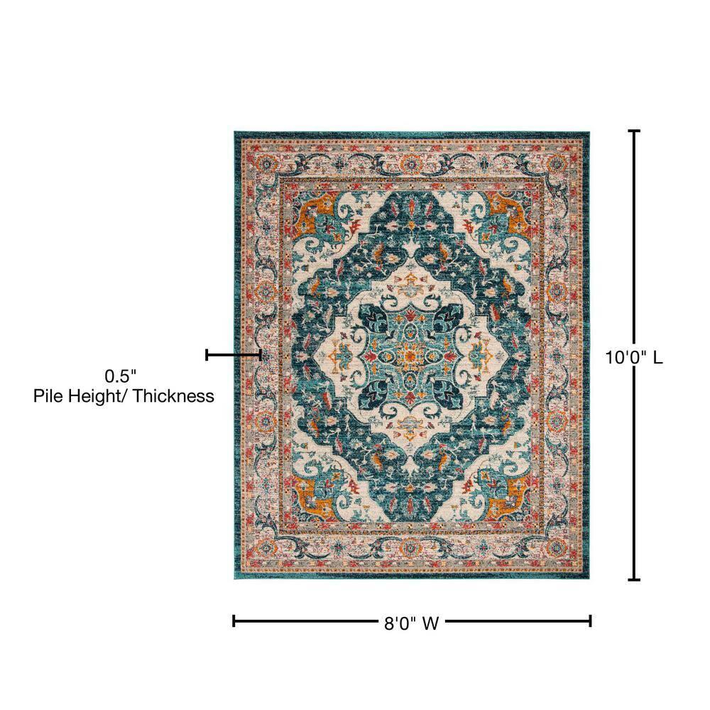 Phoenix PHX154 Power Loomed Indoor Area Rug - 8'x10' - Ivory/Blue - Safavieh