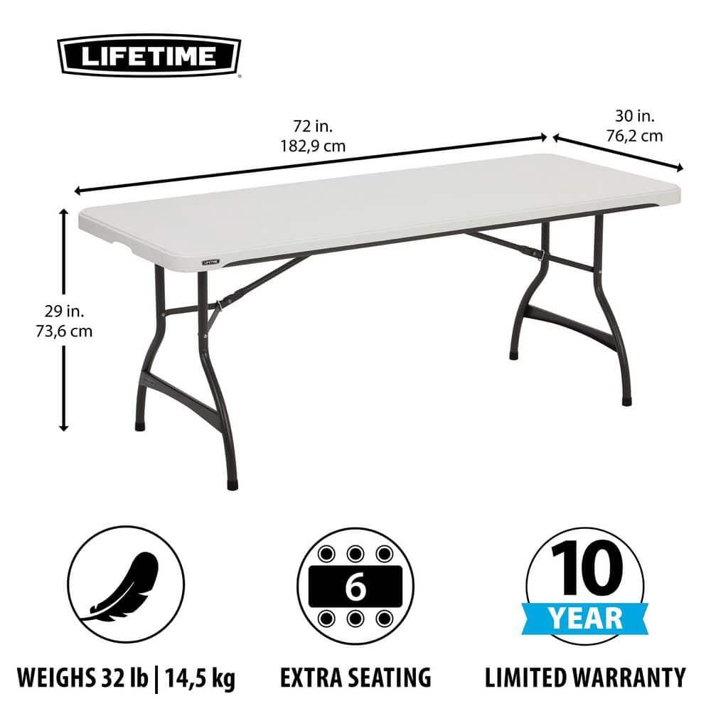 Lifetime 6 Foot Rectangle Folding Table Indoor/Outdoor Commercial Grade, White Granite (80306)