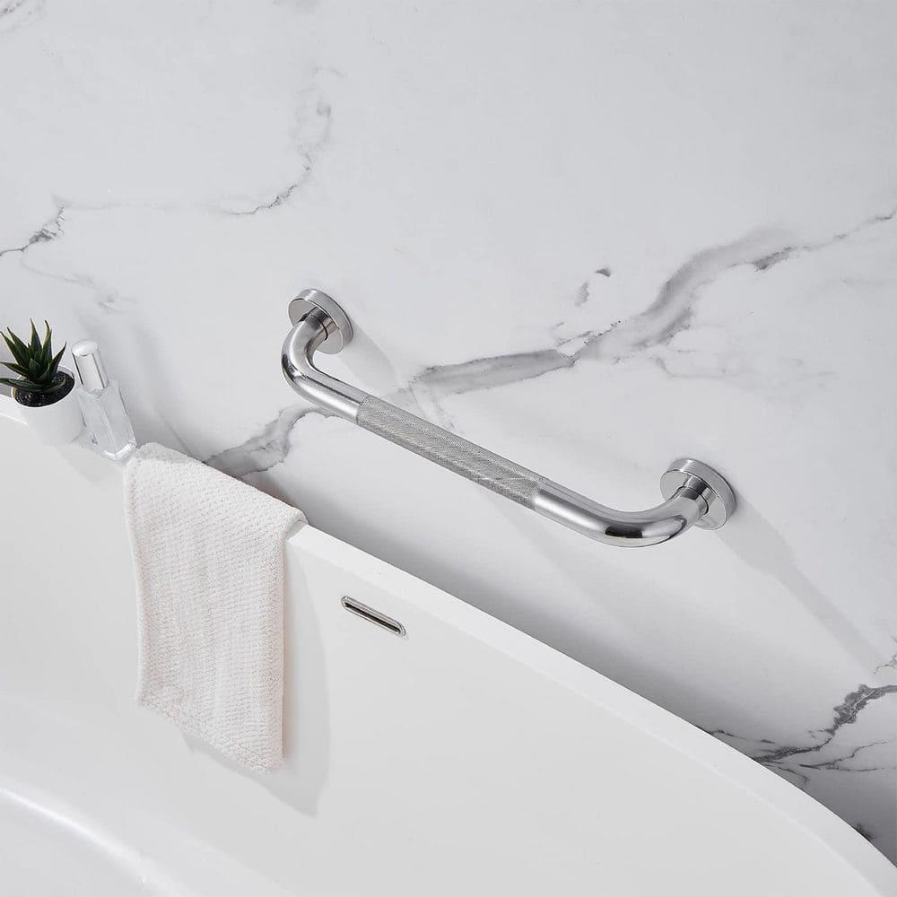 12-Inch Silver Stainless Steel Anti-Slip Shower Grab Bar Set