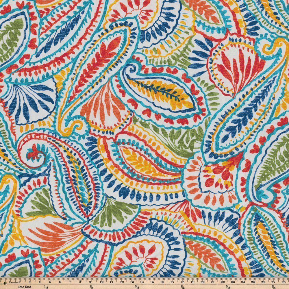 Vibrant Paisley Multi-Color Polyester Outdoor Chaise Lounge Cushion